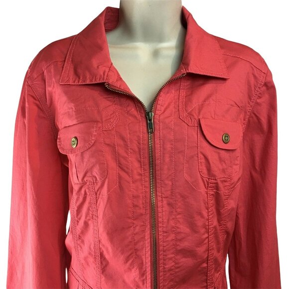 Womens Zip Up Jacket Pink Chicos 2 Lightweight  US Size L u - Picture 2 of 8